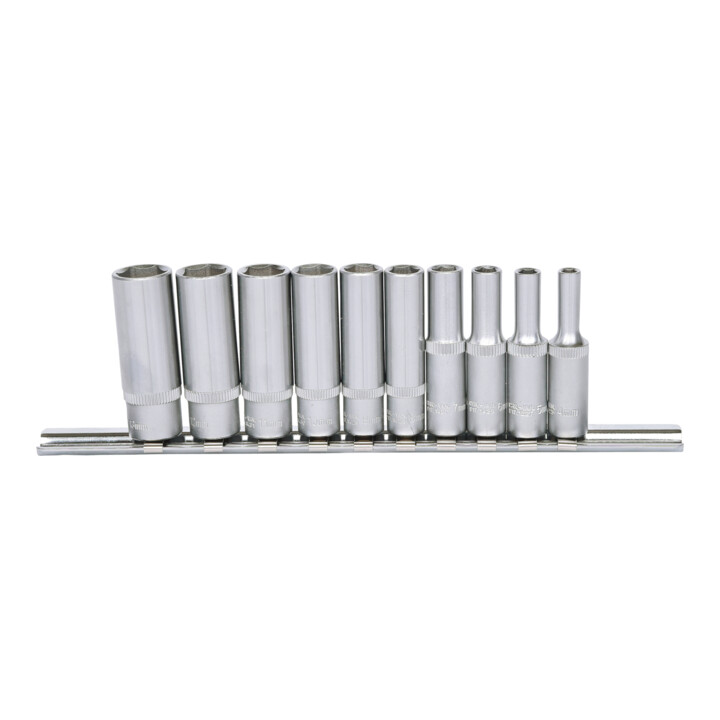 1/4" Jeu de douilles 6 pans, longues, 10 pcs. 4-13 mm