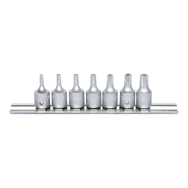 1/4" Jeu de douilles de vissage,5pans percé,7 pcs.