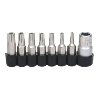 1/4" Jeu de douilles tournevis 5 pans percé, 8 pcs.