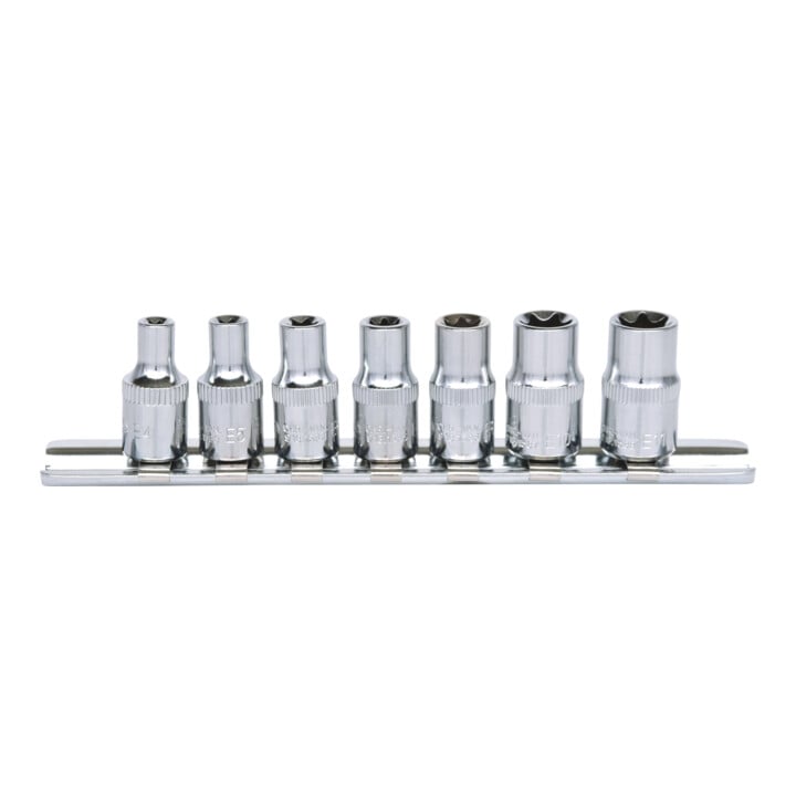 1/4" Jeu de douilles TX E CHROMEplus, 7 pcs.