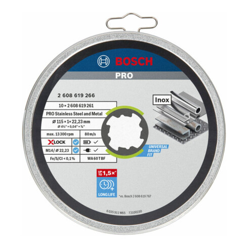 Disque à tronçonner Bosch X-LOCK Standard pour Inox WA 60 T BF