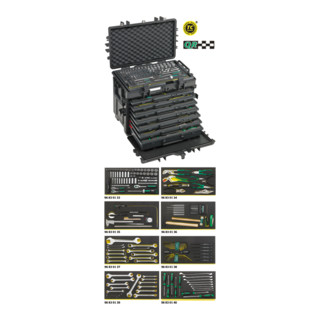 13221 WT/TS Kit AOG pour avions, dans coffre à outils à roulettes réf. 13217 163 Werkzeuge 29 kg