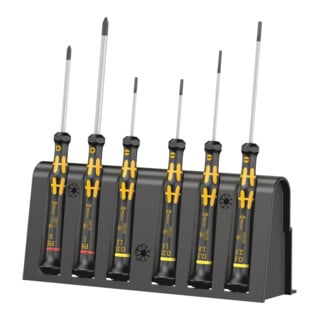 1578 A/6 Jeu de tournevis électronicien + Rack, 6 pièces