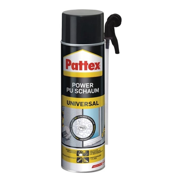 1K-Montageschaum Power Univ.PU50 500 ml B2 weiß m.Einweghandschuhe PATTEX