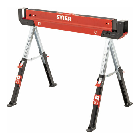 2 x Tréteau repliable/chevalet de sciage STIER réglable en hauteur, 590 kg