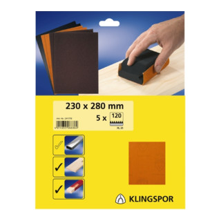 Klingspor Bogen / Streifen SB-Verpackt PL 31 B, LxB 230X280, Korn 60