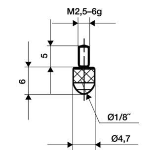 Messeinsatz L.6mm KGL M2,5 HM f. Messuhren Käfer