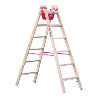Euroline Holz-Sprossenstehleiter Nr. 10504 2 x 4 Comfort-Breitsprossen