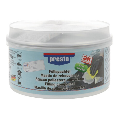 2K-Füllspachtel prestolith® plastic ocker,Härter rot 2000g Dose PRESTO