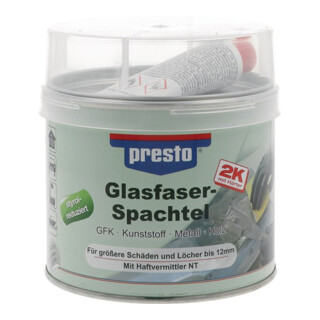 2K-Glasfaserspachtel prestolith® ext.grau-grün,Härter rot 1000g Dose PRESTO