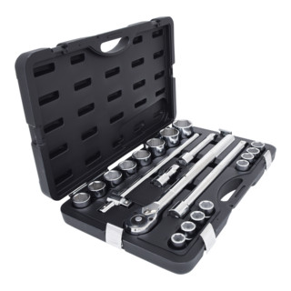 3/4" Coffret de douilles, 21 pcs. 6 pans