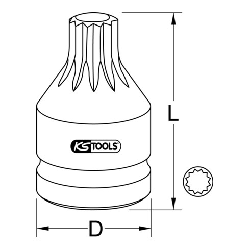 KS Tools 3/4"' Prise de courant à dents multiples avec alésage, court