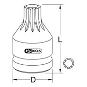 KS Tools 3/4"' Prise de courant à dents multiples avec alésage, court-3