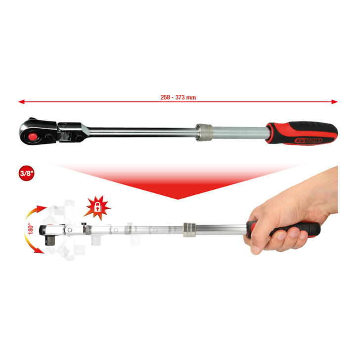 3/8" Cliquet télescopique, 72 dents