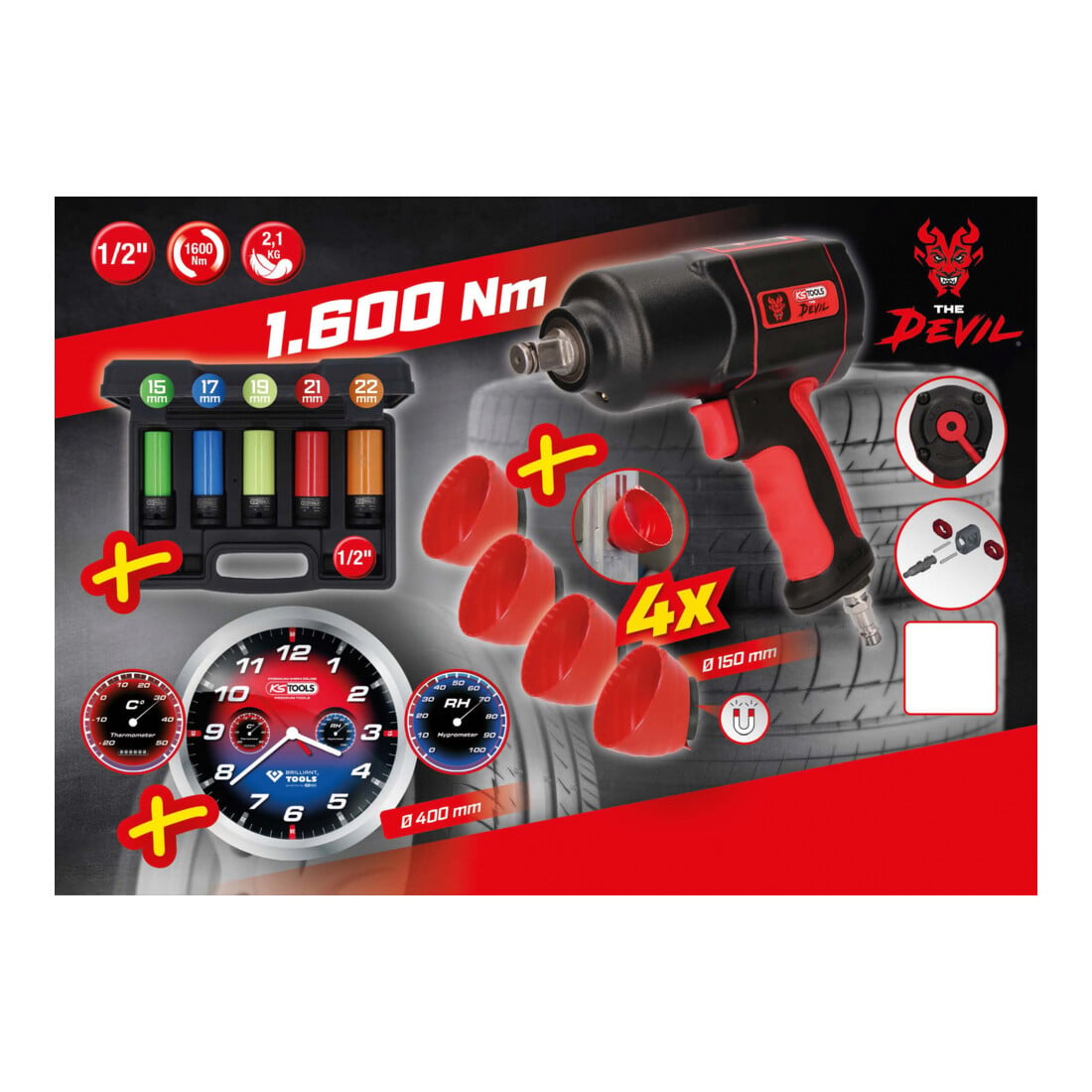 3/8" Coffret de dépointeuse pneumatique, 9 pcs