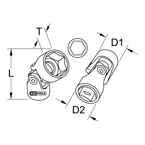 KS Tools 3/8" CLASSIC Douille hexagonale avec articulation