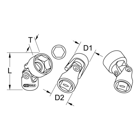 KS Tools 3/8" CHROMEplus Douille hexagonale avec articulation