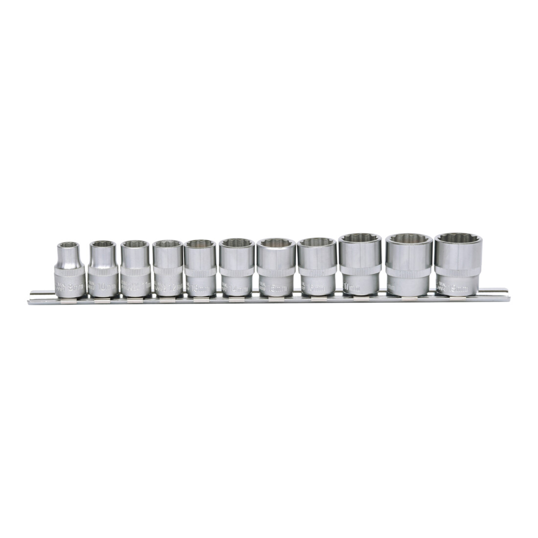 3/8" Jeu de douilles 12 pans, 11 pcs.