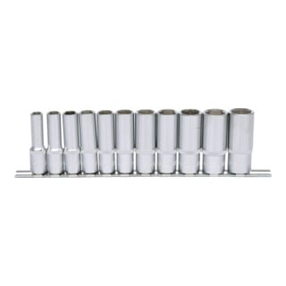 3/8" Jeu de douilles 6 pans, longues, 11 pcs. 8-19 mm