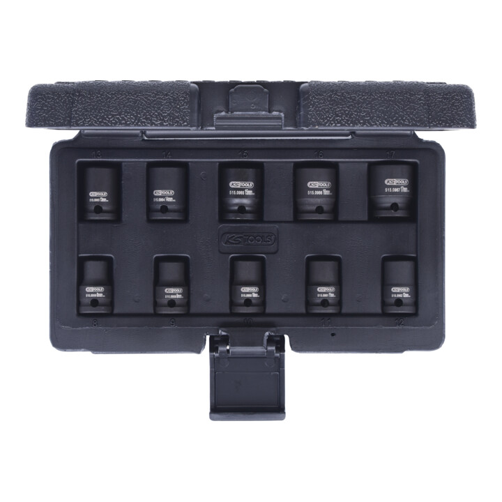 3/8" Jeu de douilles à chocs, 10 pcs.12 pans, courtes