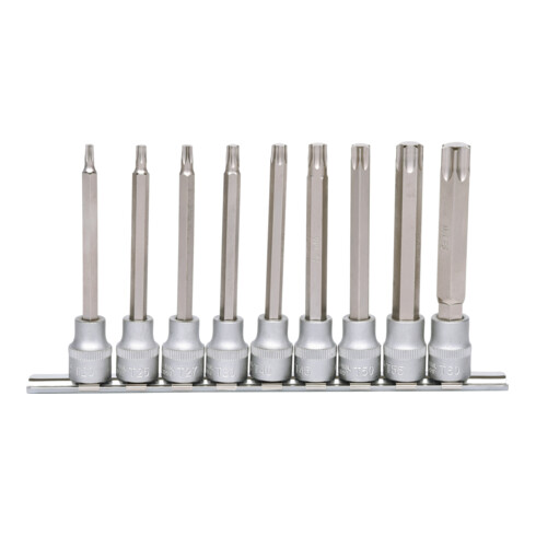 3/8" Jeu de douilles tournevis TX, longues, 9 pcs., T20-T60