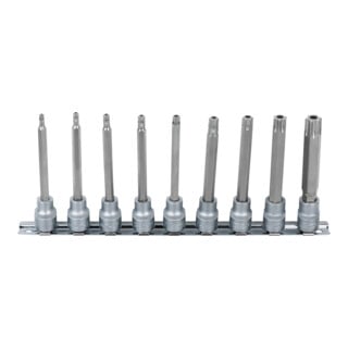 3/8"Jeu de douilles tournevis, TX percé, 9 pcs.