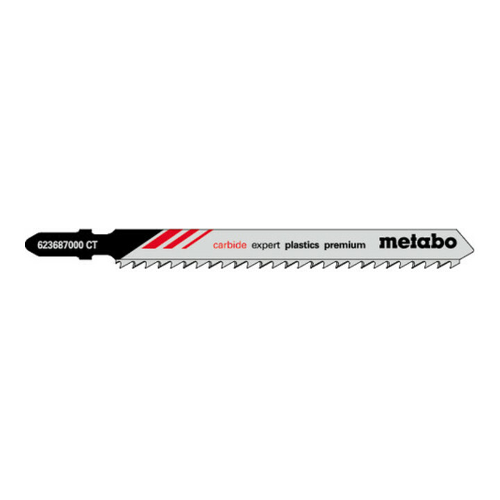 3 lames de scies sauteuses, matériaux plastiques, série "expert", 91/ 3,3 mm, HM metabo