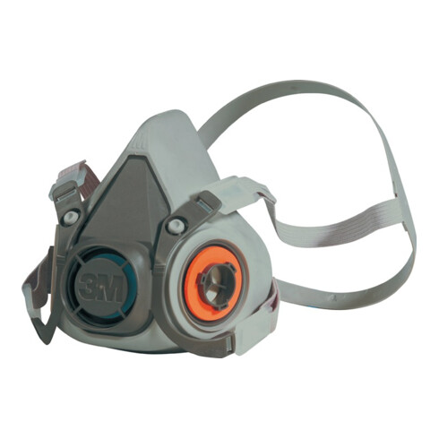3M Atemschutzhalbmaske 6200, Serie 6000, ohne Filter, Vier-Punkt-Bebänderung mit Kopfbügel