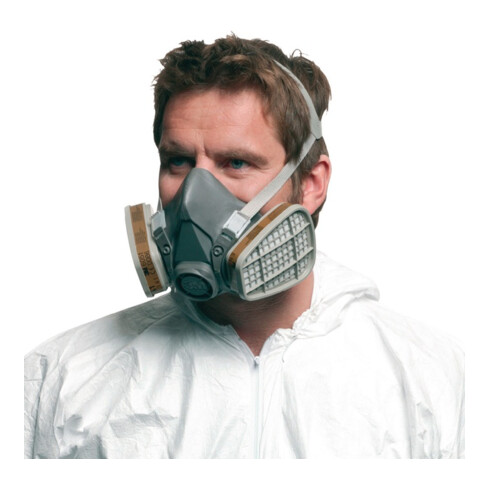 3M Atemschutzhalbmaske 6200, Serie 6000, ohne Filter, Vier-Punkt-Bebänderung mit Kopfbügel