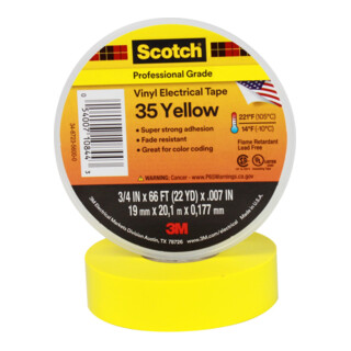3M Deutschland PVC Elektro-Isolierband 19mm x 20 m Scotch 35-19x20 gelb