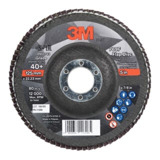 3M Disqueà lamelles 769F, plateau en fibre de verre plat,⌀ 125 mm, Grain: 80
