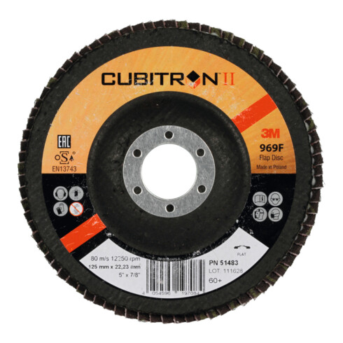 Disque à rabat 3M 969F Cubitron II, disque en tissu de verre, plat