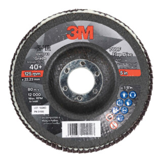 3M Lamellenslijpschijf 769F, glasweefselschotel conisch, ⌀ 125 mm, Korrelgrootte: 120