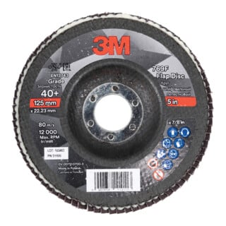 3M Lamellenslijpschijf 769F, glasweefselschotel conisch, ⌀ 125 mm, Korrelgrootte: 40