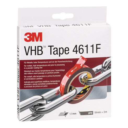 3M Montageband VHB Tape 4611F 19 mm x 3 m Rolle grau