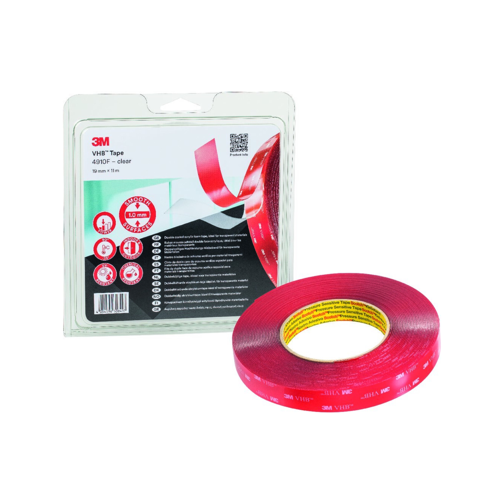 3M Montageband VHB Tape 4910F 19 mm x 3 m Rolle transparent