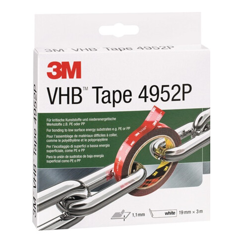 3M Montageband VHB Tape 4952F 19 mm x 3 m Rolle weiß