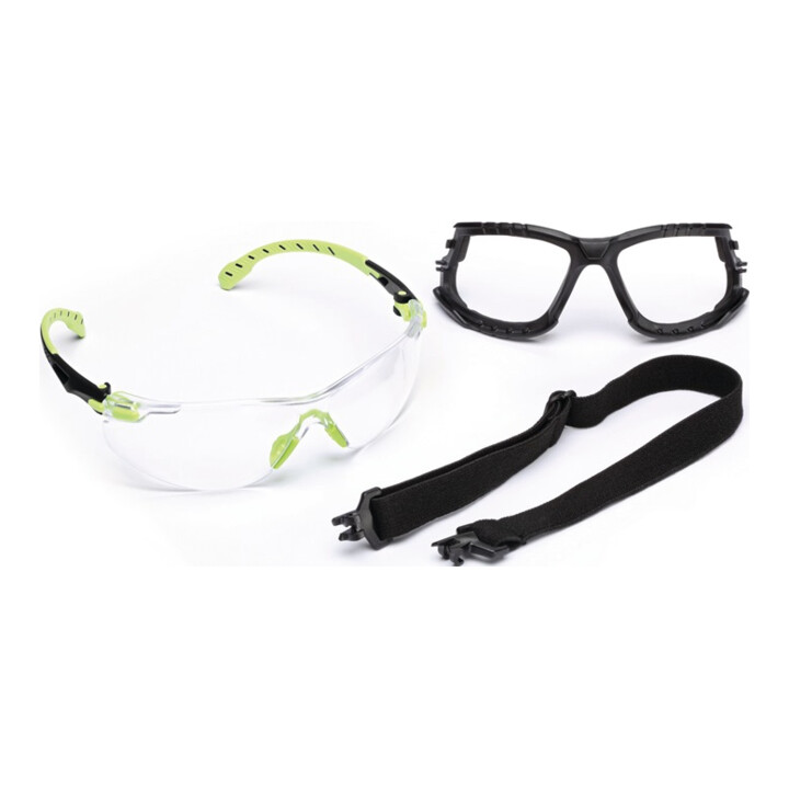 3M Occhiali di protezione Solus 1000-Set EN 166,EN 170,EN 172 stanghette verdi, lenti trasparenti PC