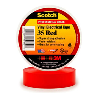 3M PVC Ruban isolant électrique 19 mm x 20 m, rouge Scotch 35-19X20RDNEW