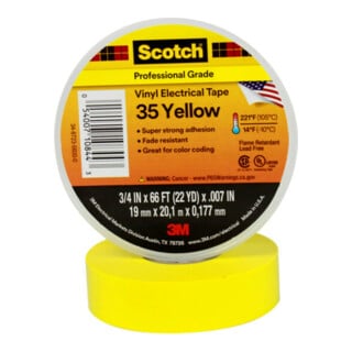 3M PVC Ruban isolant électrique 19 mm x 20 m Scotch 35-19x20 jaune