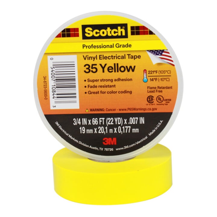 3M PVC Ruban isolant électrique 19 mm x 20 m Scotch 35-19x20 jaune