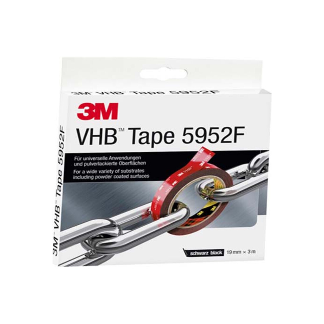3M Ruban adhésif double-face 19 mm x 3 m, noir, pour poudre 5952193