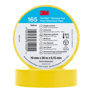 3M Ruban isolant électrique Temflex 165 PVC 0,15 mm jaune