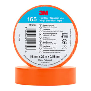 3M Ruban isolant électrique Temflex 165 PVC 19 x 20 mm orange