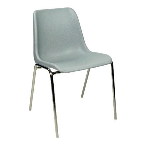 Lot de 4 chaises en plastique gris clair, structure chromée démontée