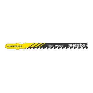 5 lames de scies sauteuses, bois, série "professional", 74/ 4,0-5,2 mm, progressives, HCS, avec pointe de perçage metabo