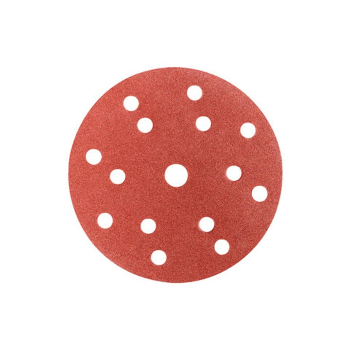 50 feuilles abrasives auto-agrippantes 150 mm, P120, bois + métal, « multi-hole » metabo