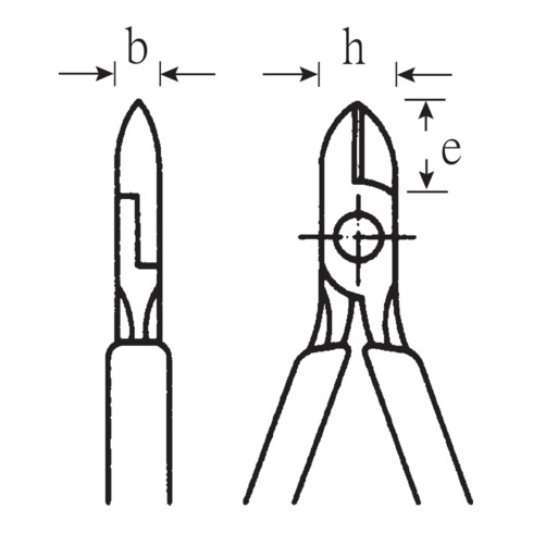 6601 Pince coupante de côté avec léger chanfrein de coupe 110 mm; Kopf polie; Griffe revêtement plastique à surface rugueuse