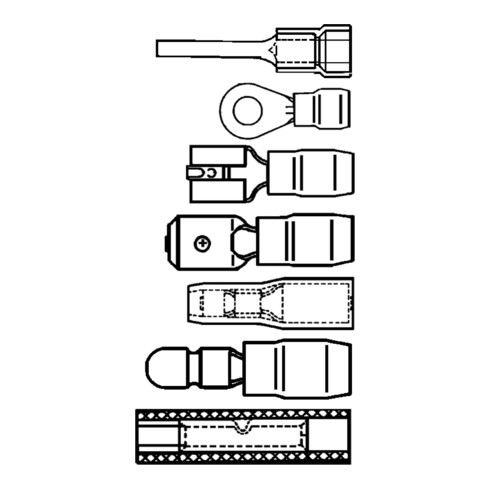 6638 Pince pour embouts 220 mm; Kopf brunie; Griffe avec gaine synthétique; Crimp-Bereich rouge = 0,5-1 (AWG 20-18); bleu = 1,5-2,5 (AWG 16-14); jaune = 4-6 (AWG 12-10) mm²