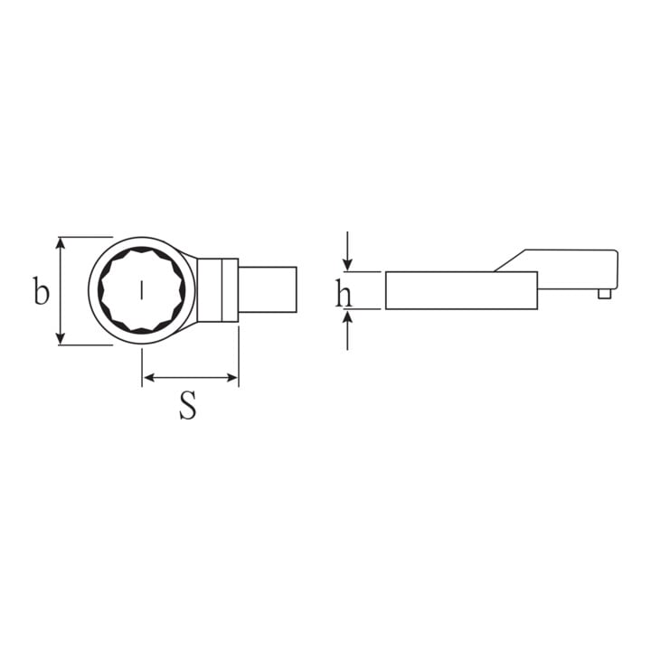 732/100 Embouts à anneau 30 mm; Werkzeugaufnahme 22x28 mm